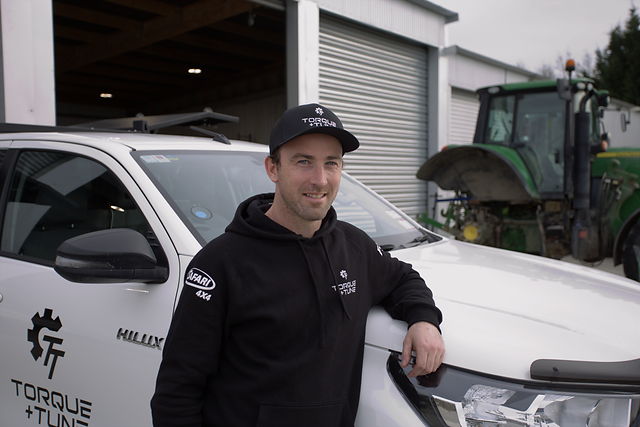 Matt outside the Torque + Tune workshop in Prebbleton, Christchurch